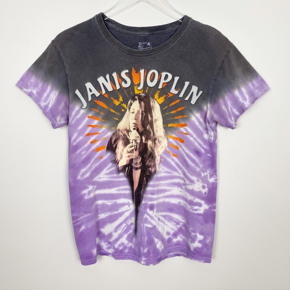 Tops - JANIS JOPLIN Tie Dye Graphic Tee S Purple Band Top